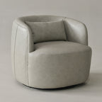 Ashlie Leather Swivel Barrel Chair