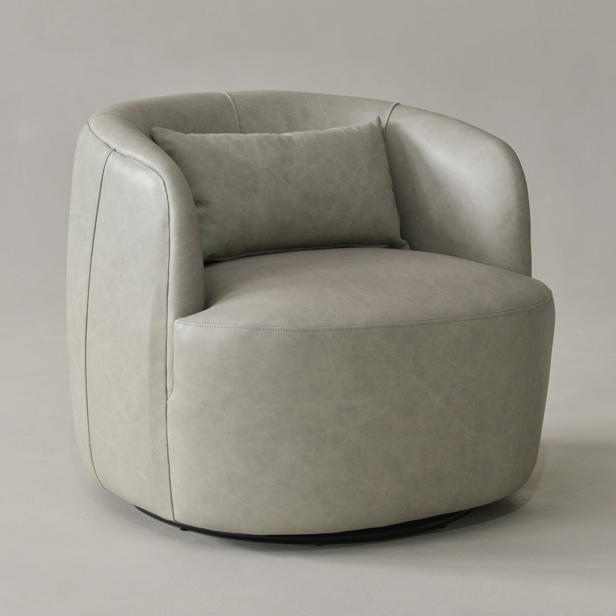 Ashlie Leather Swivel Barrel Chair