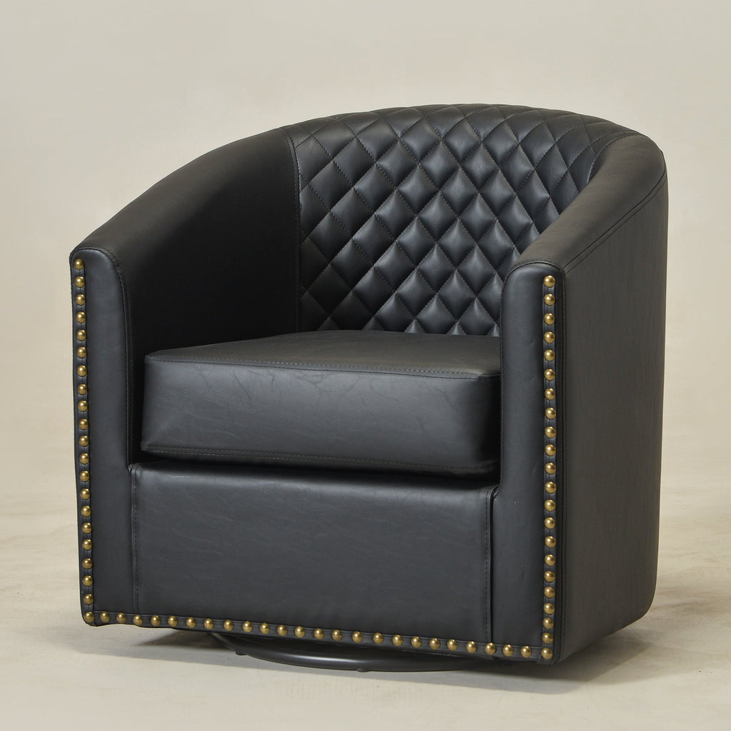 Logan Faux Leather Tufted Swivel Club Chair