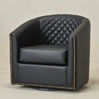 Logan Faux Leather Tufted Swivel Club Chair