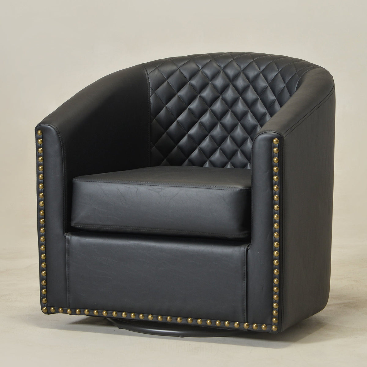 Logan Faux Leather Tufted Swivel Club Chair