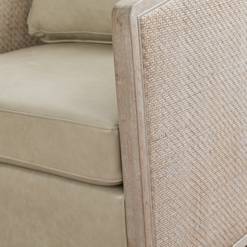 Claude Premium Leather Swivel Cane Chair