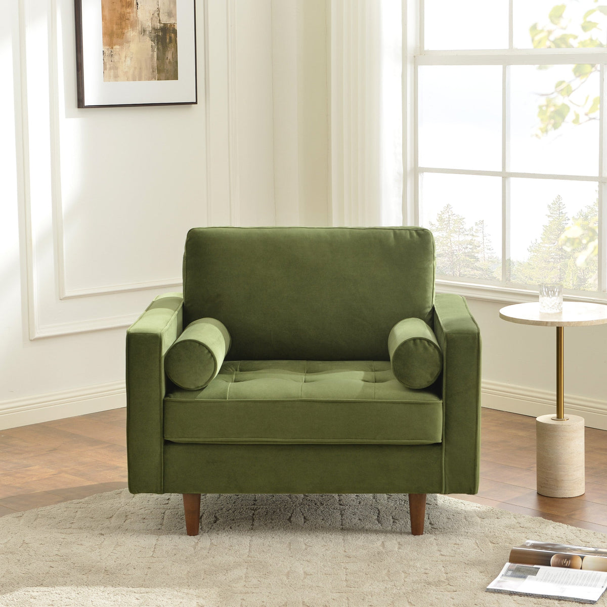 Tiziano Tufted Armchair with Accent Pillows