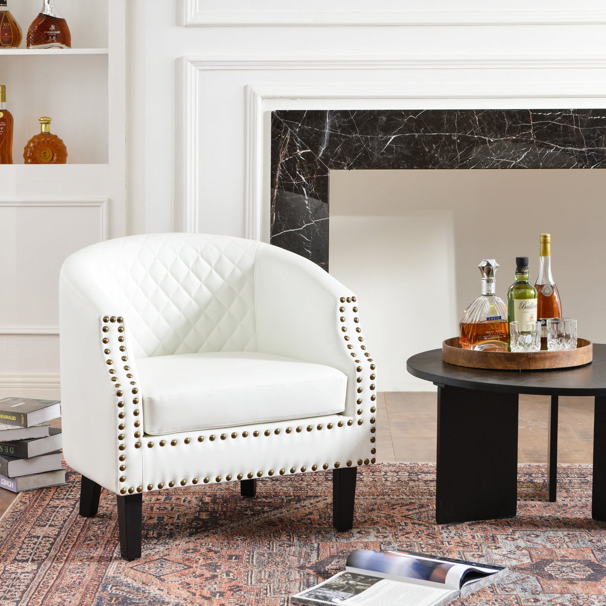 Louis Faux Leather Tufted Club Chair