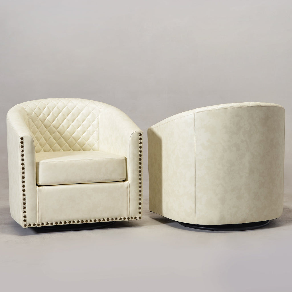 Logan Faux Leather Tufted Swivel Club Chair