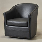 Lawton Faux Leather Tufted Swivel Barrel Chair