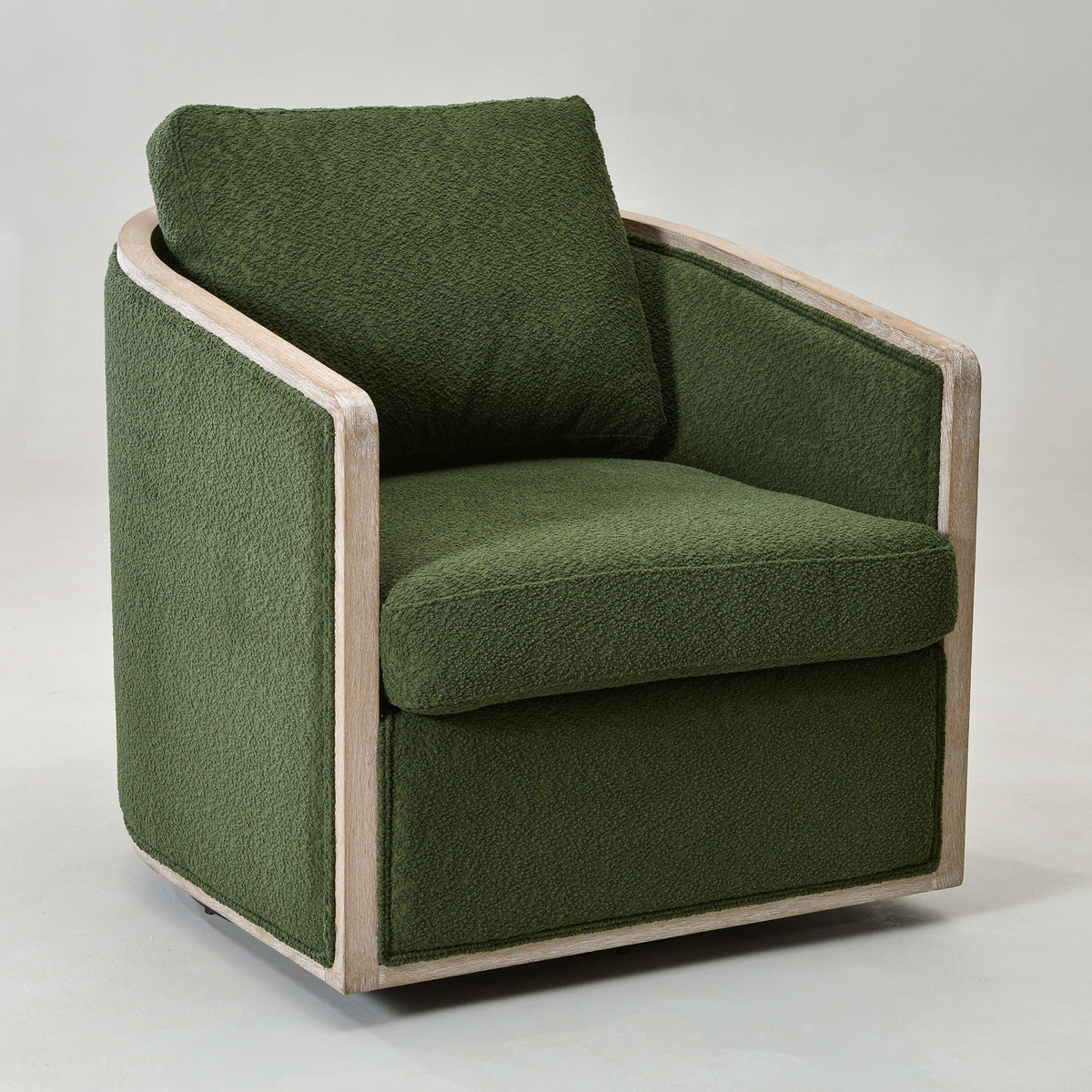 Claude Bouclé Swivel Barrel Chair