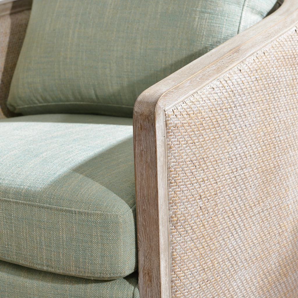 Claude Linen Swivel Cane Chair