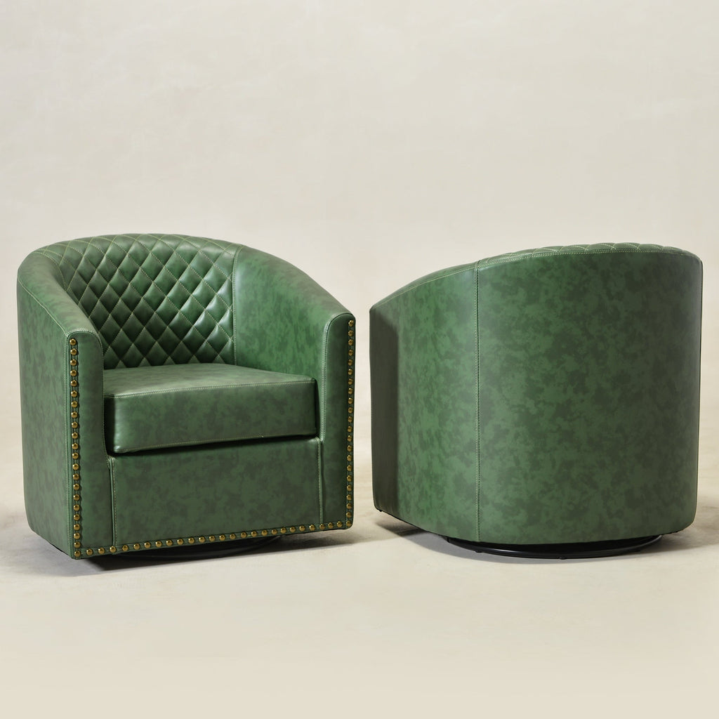 Logan Faux Leather Tufted Swivel Club Chair