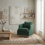 Minerva Linen Swivel Barrel Chair