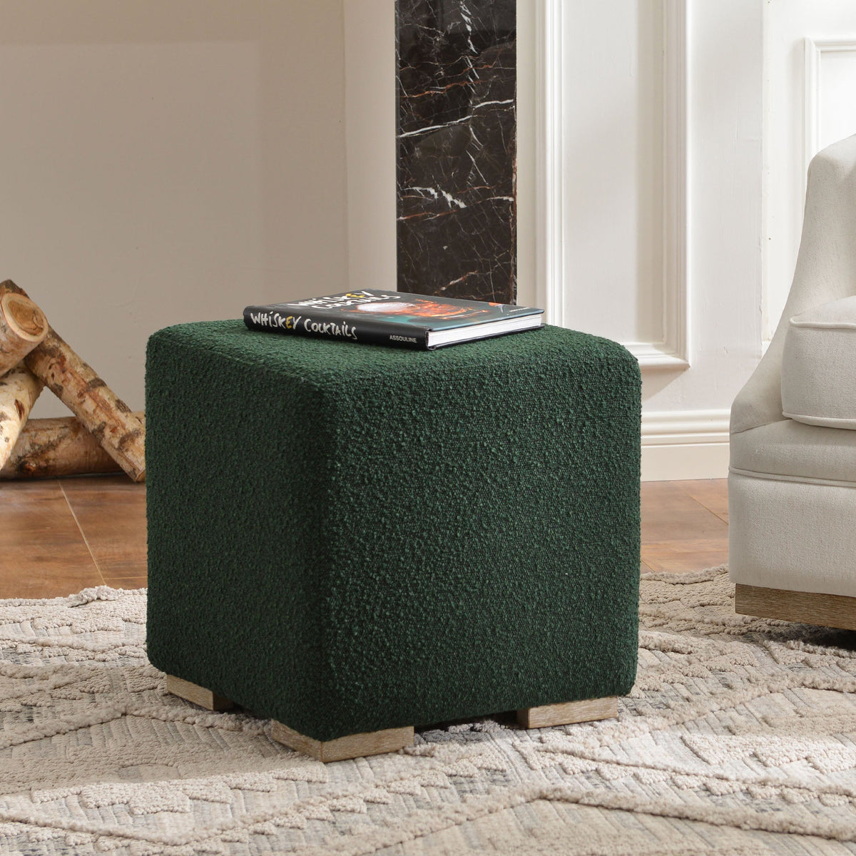 Ida Bouclé Square Ottoman