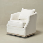 Minerva Linen Swivel Barrel Chair