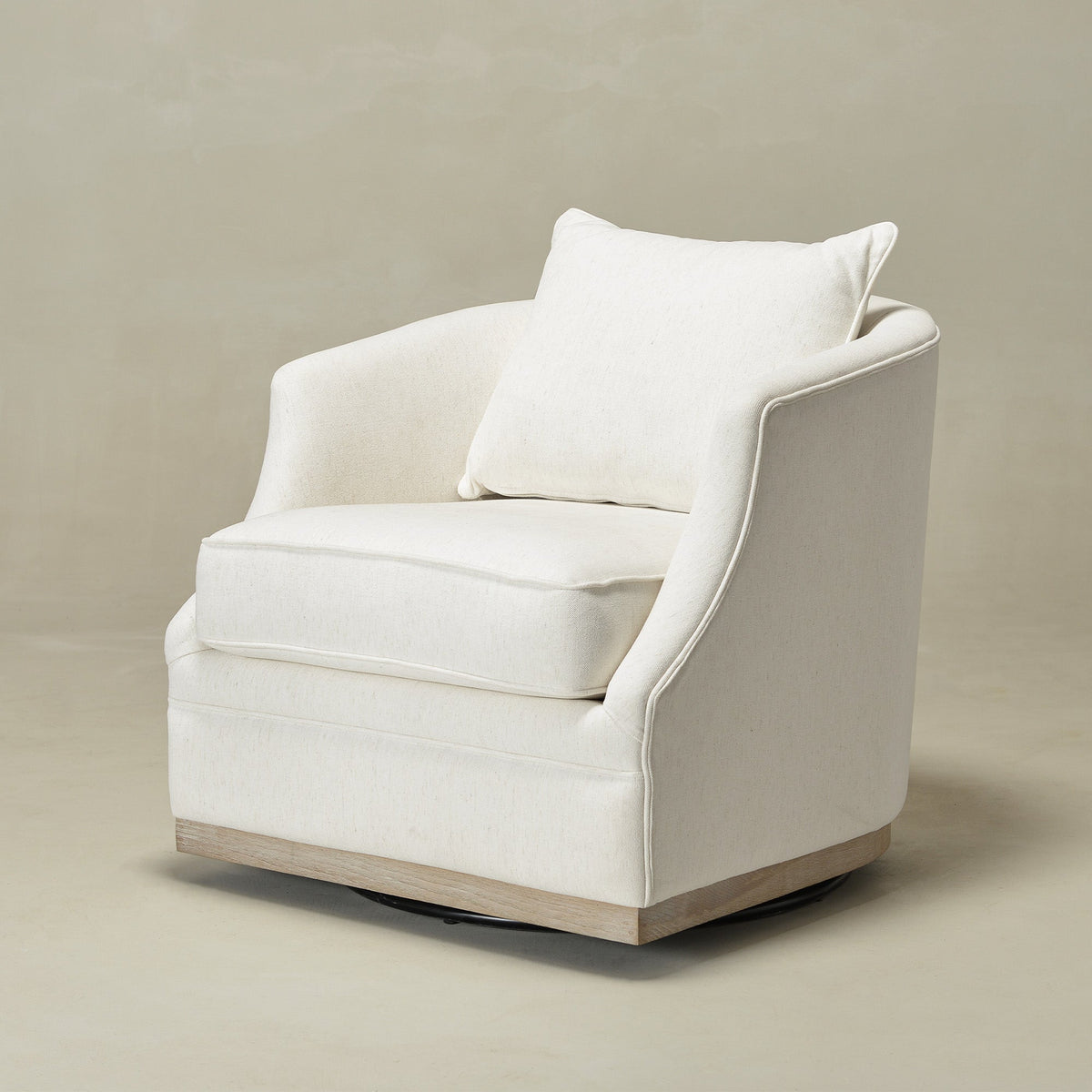 Minerva Linen Swivel Barrel Chair