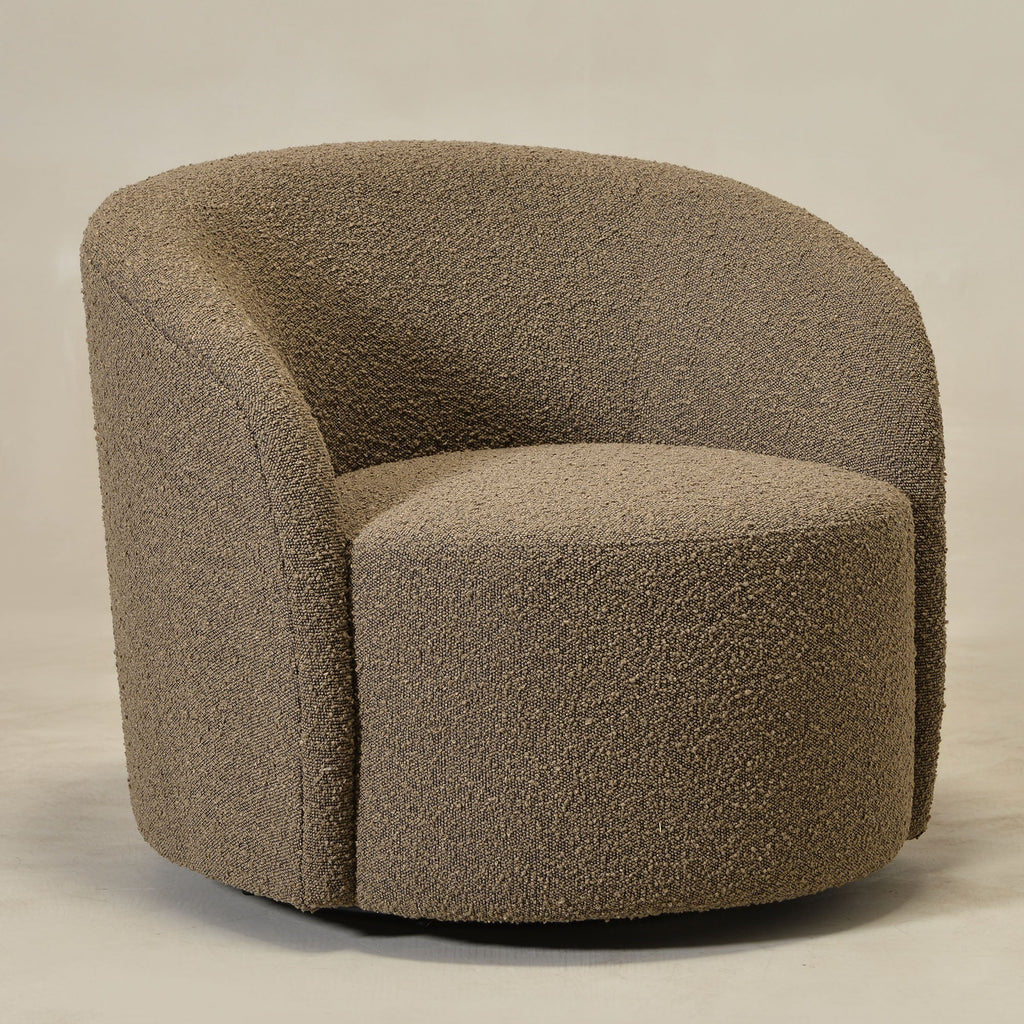 Everitte Bouclé Swivel Barrel Chair