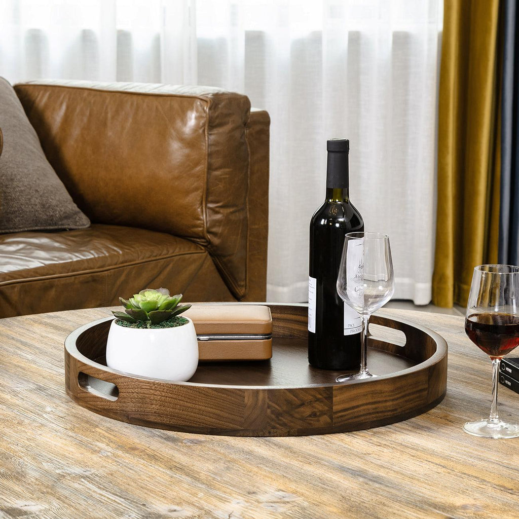 Teratect Round Black Walnut Serving Tray