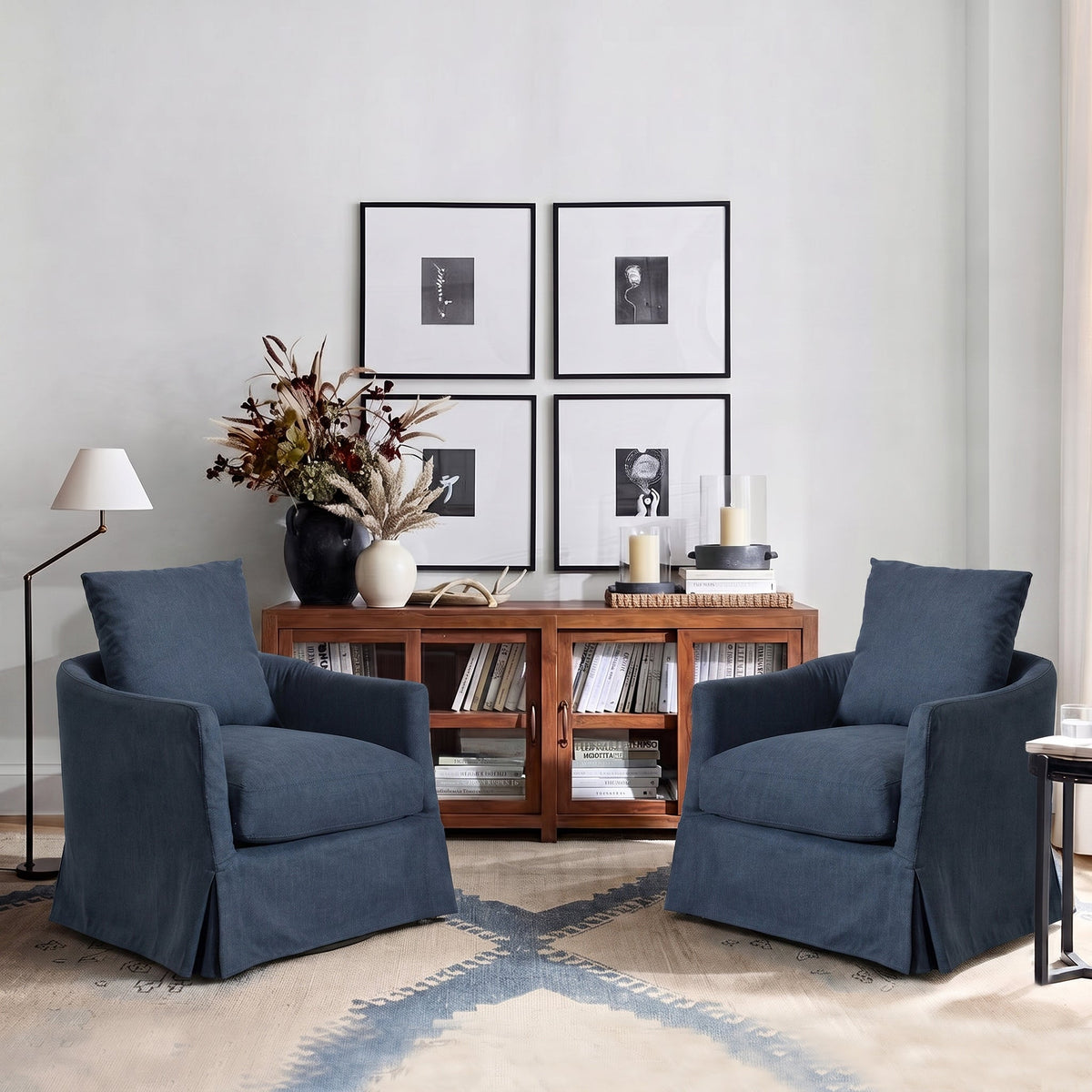 Eliza Slipcover Swivel Barrel Chair