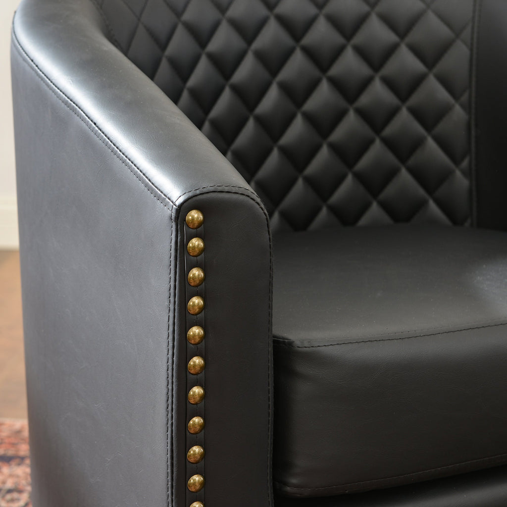 Logan Faux Leather Tufted Swivel Club Chair