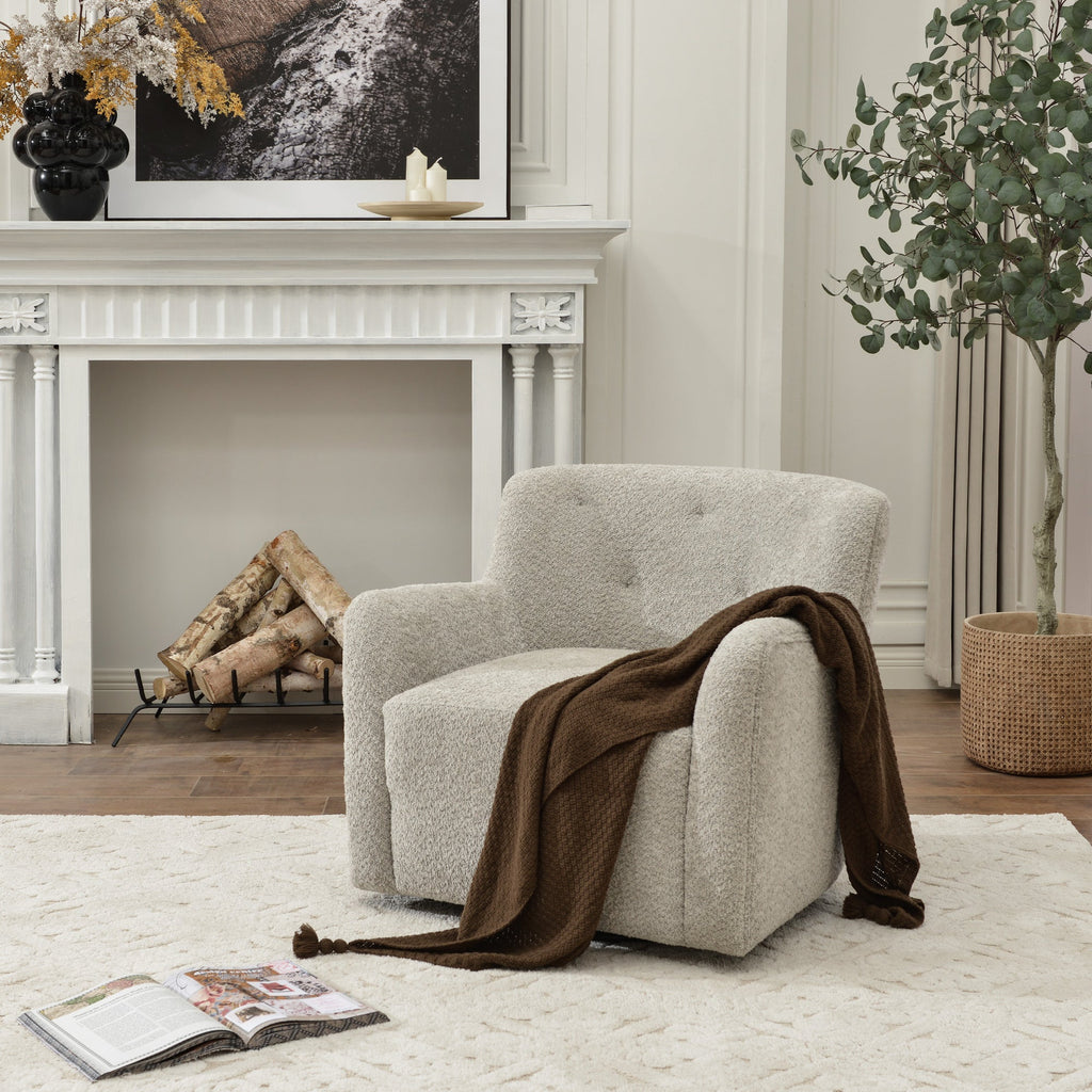 Vestie Chenille Swivel Barrel Chair