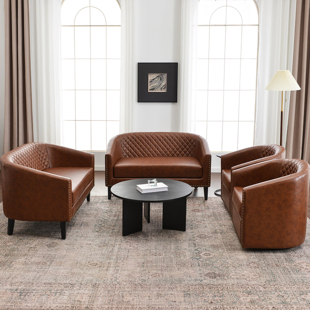 Logan Faux Leather Tufted Loveseat