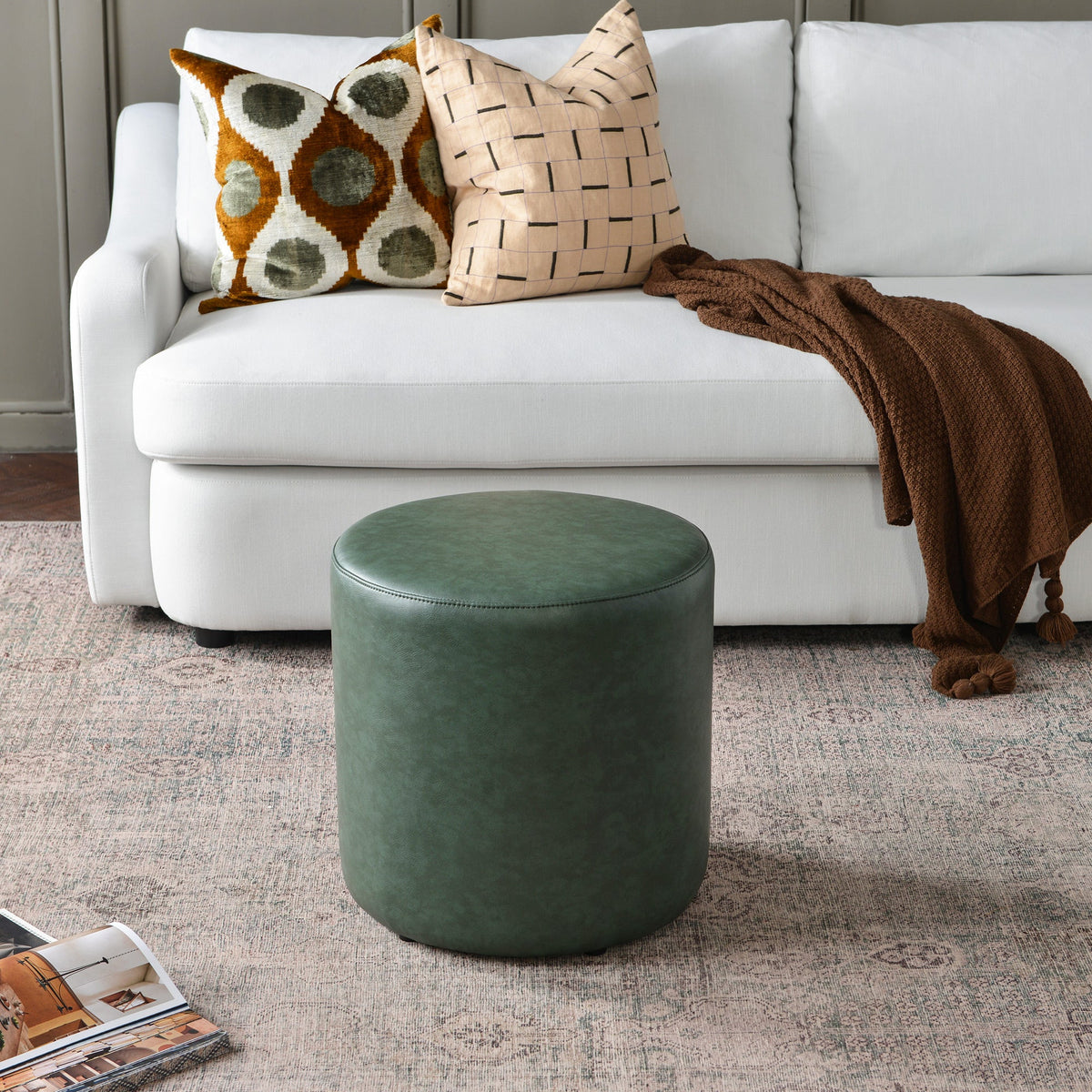 Elof Faux Leather Ottoman