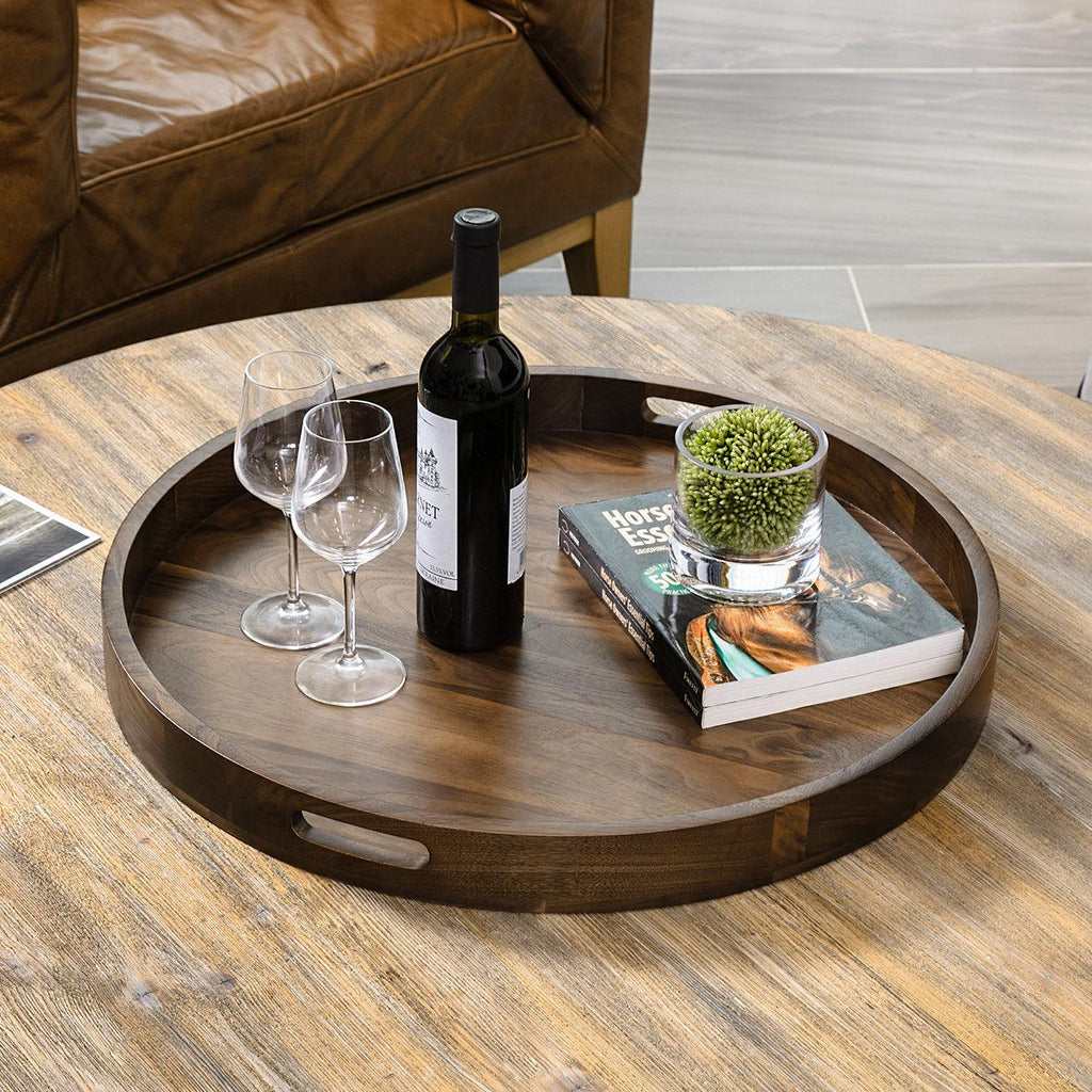 Teratect Round Black Walnut Serving Tray