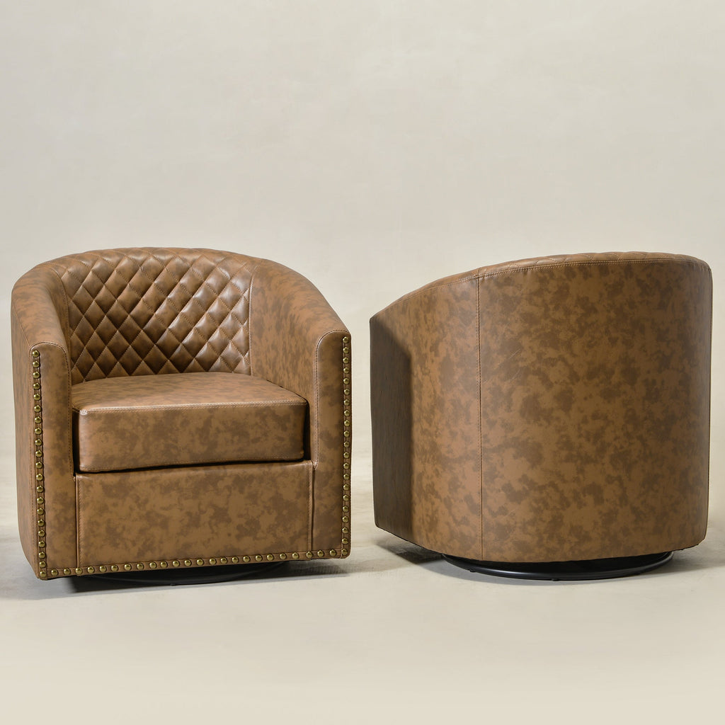 Logan Faux Leather Tufted Swivel Club Chair