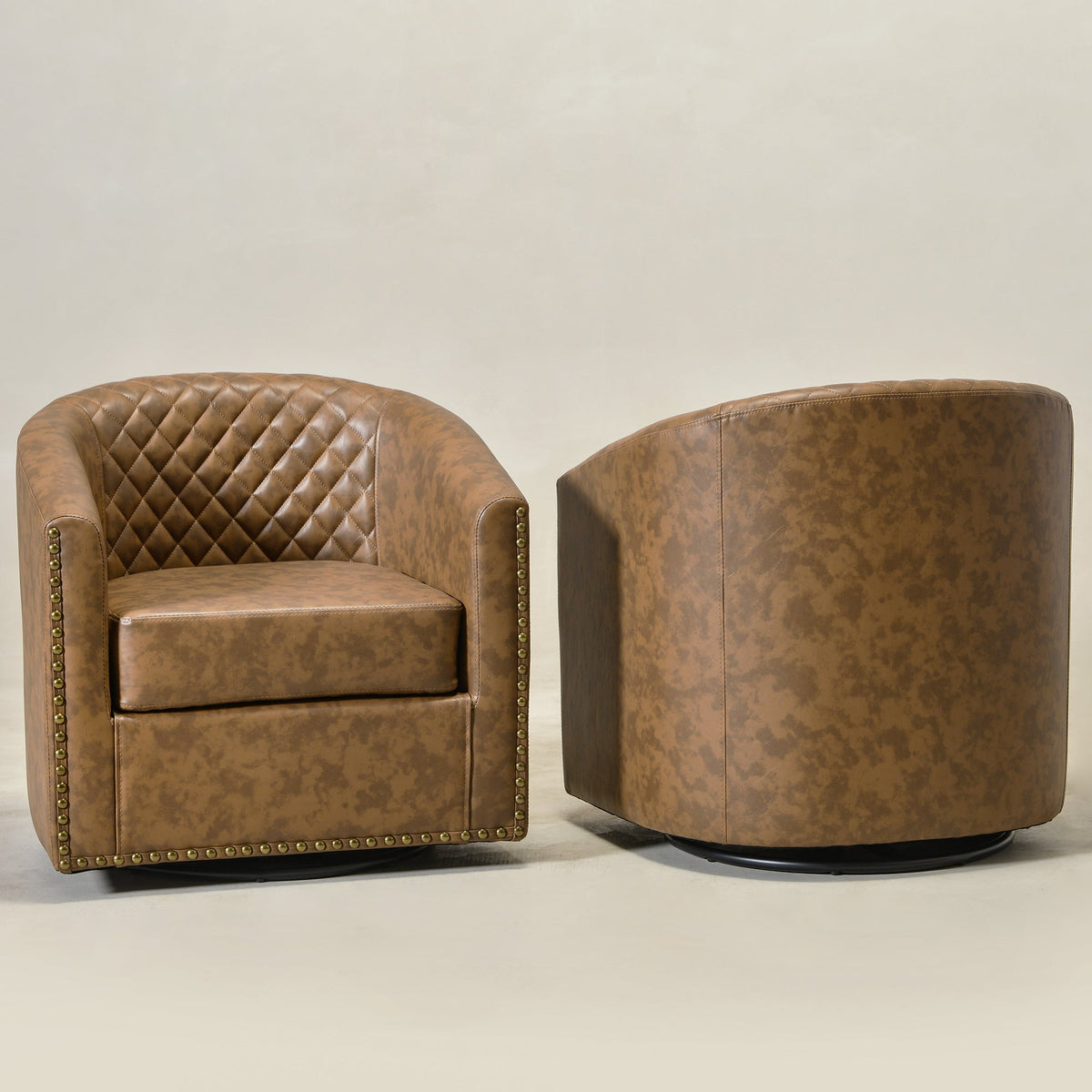 Logan Faux Leather Tufted Swivel Club Chair