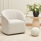 Susie Bouclé Swivel Barrel Chair