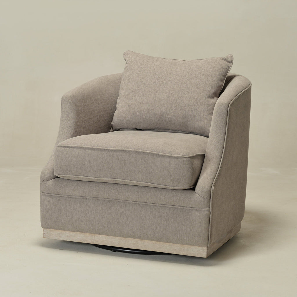 Minerva Linen Swivel Barrel Chair