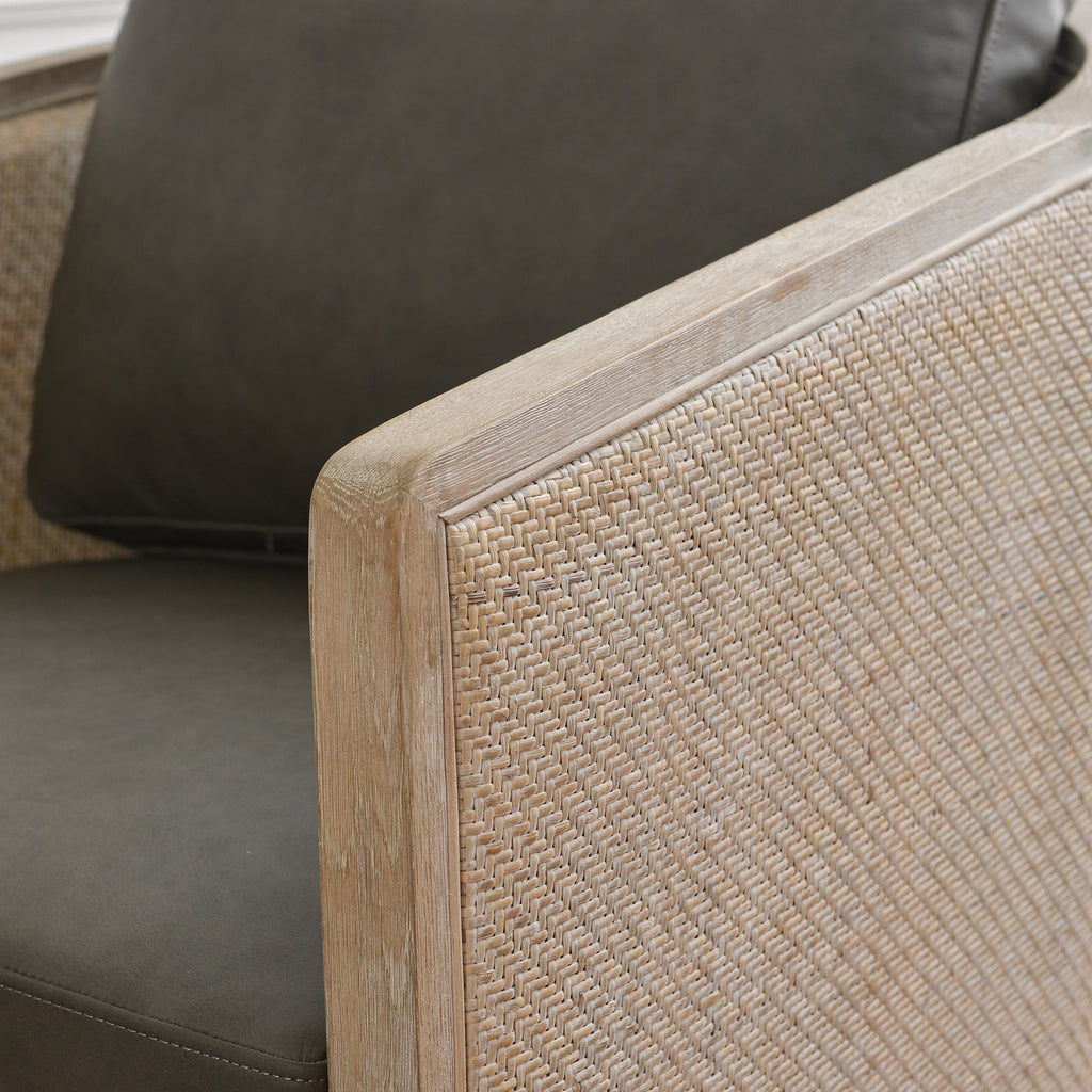 Claude Premium Leather Swivel Cane Chair