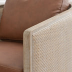 Claude Premium Leather Swivel Cane Chair
