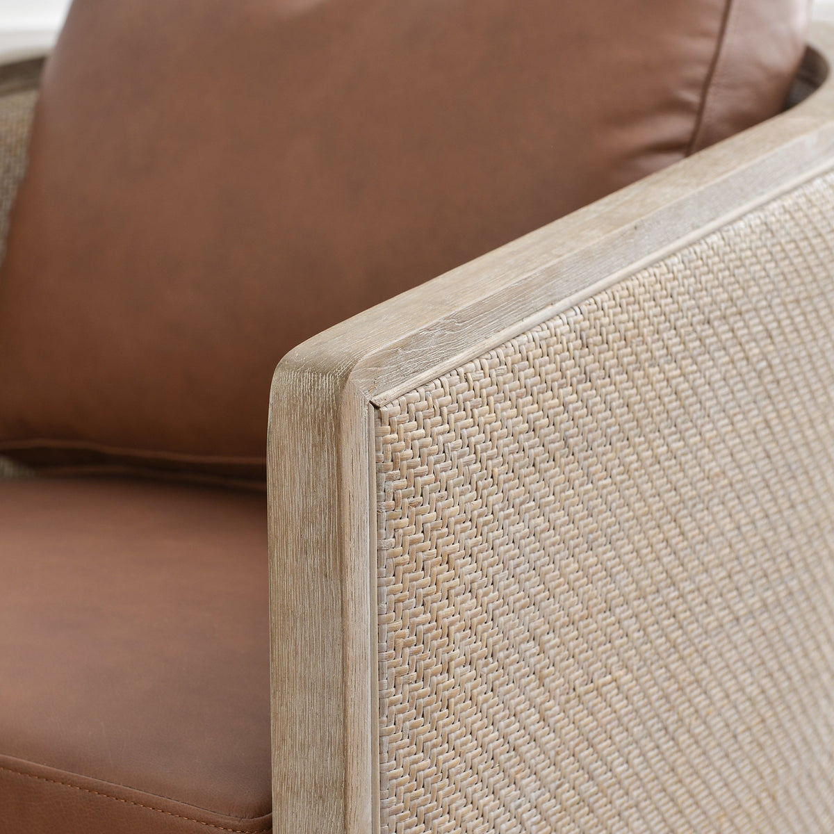 Claude Premium Leather Swivel Cane Chair