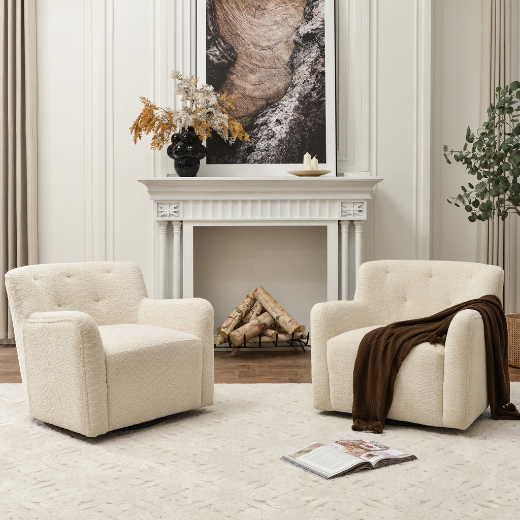 Vestie Chenille Swivel Barrel Chair