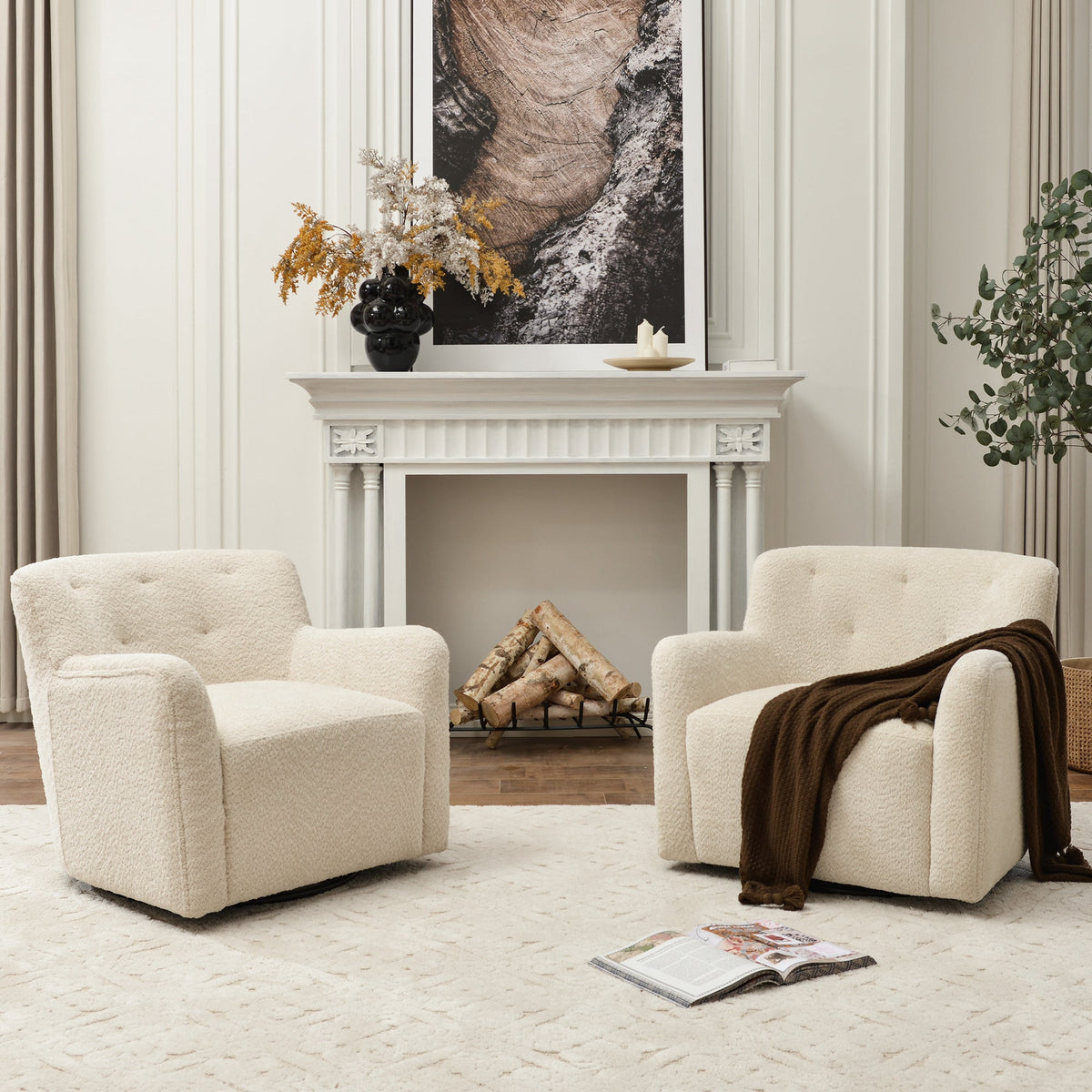 Vestie Chenille Swivel Barrel Chair