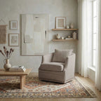 Minerva Linen Swivel Barrel Chair