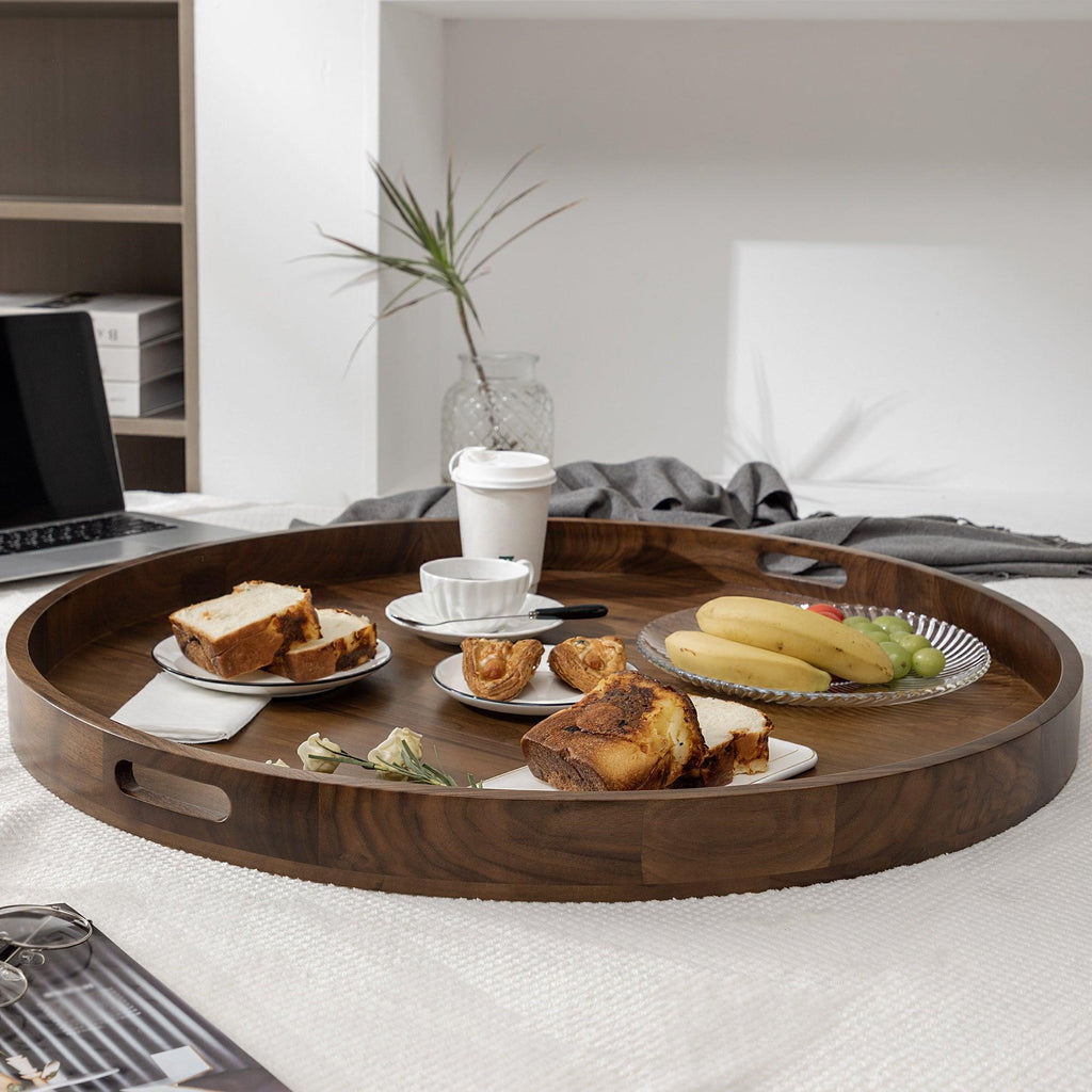 Teratect Round Black Walnut Serving Tray