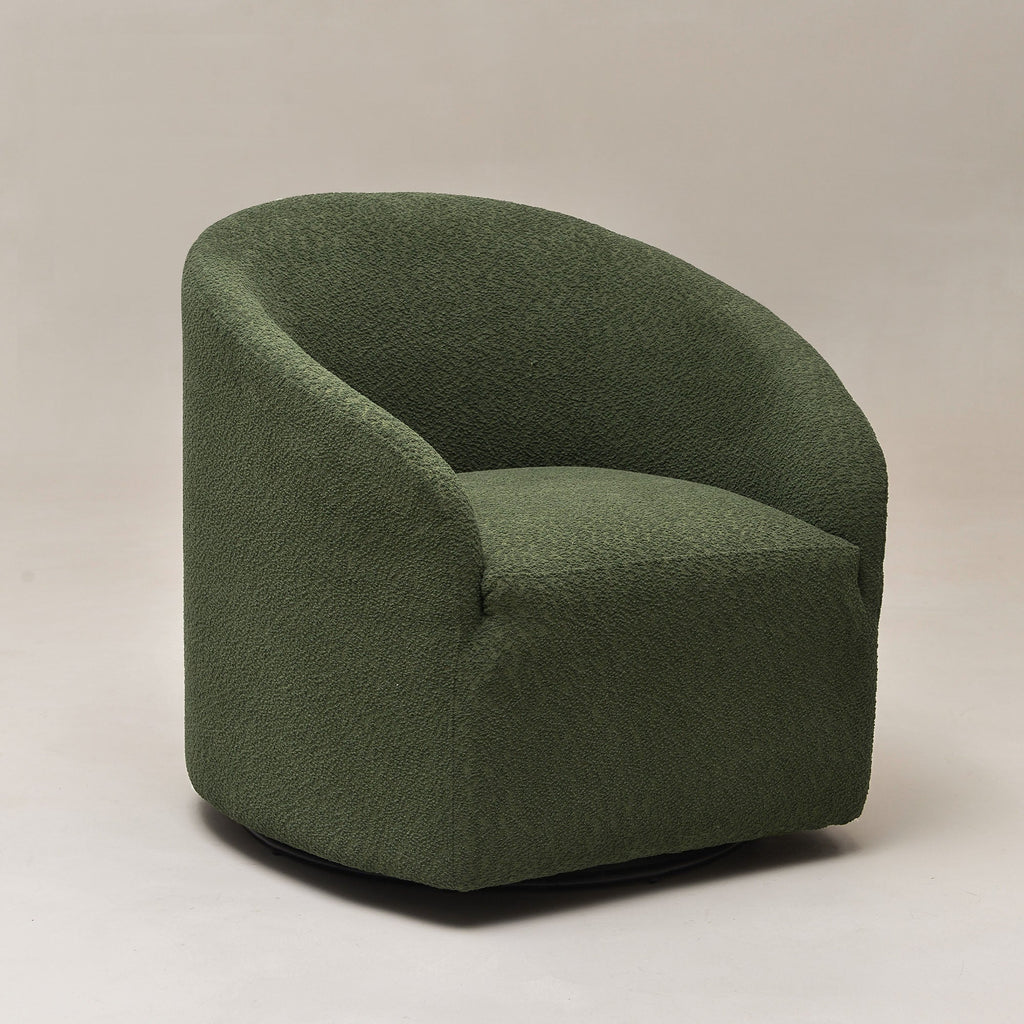 Susie Bouclé Swivel Barrel Chair