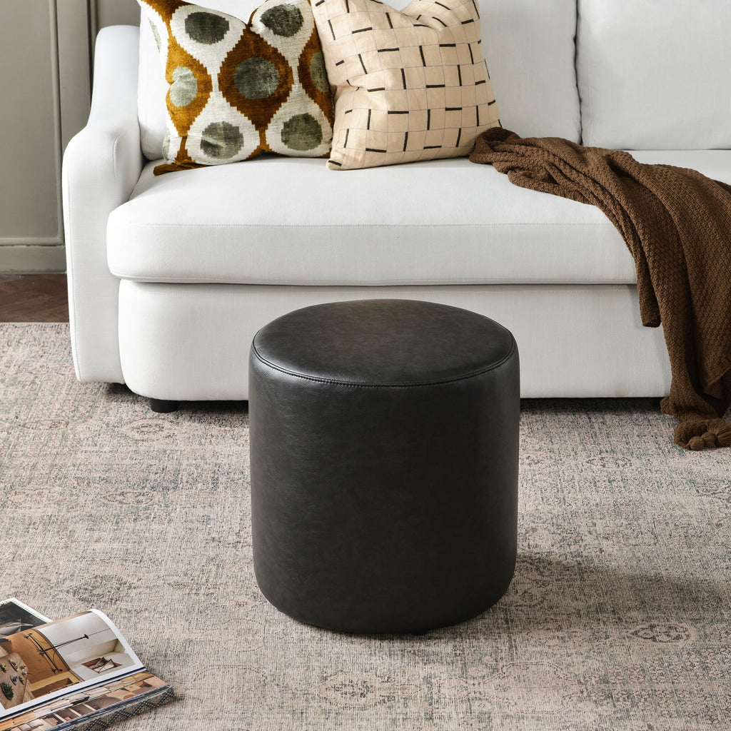 Elof Faux Leather Ottoman