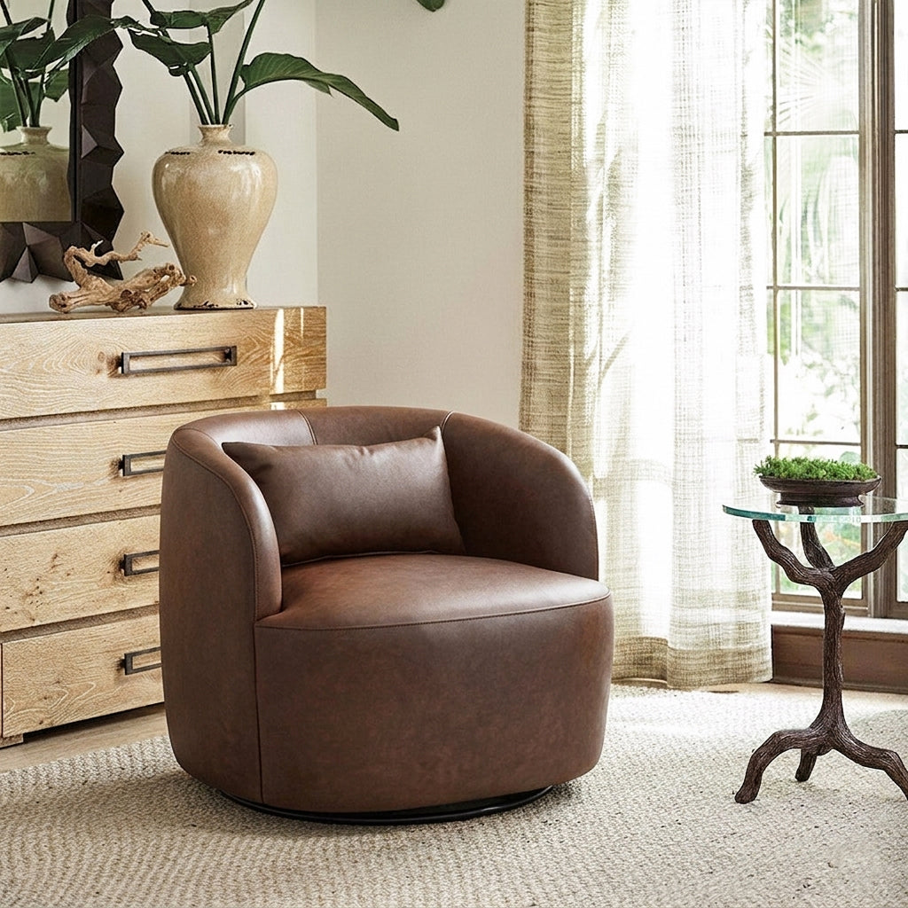 Ashlie Faux Leather Swivel Chair