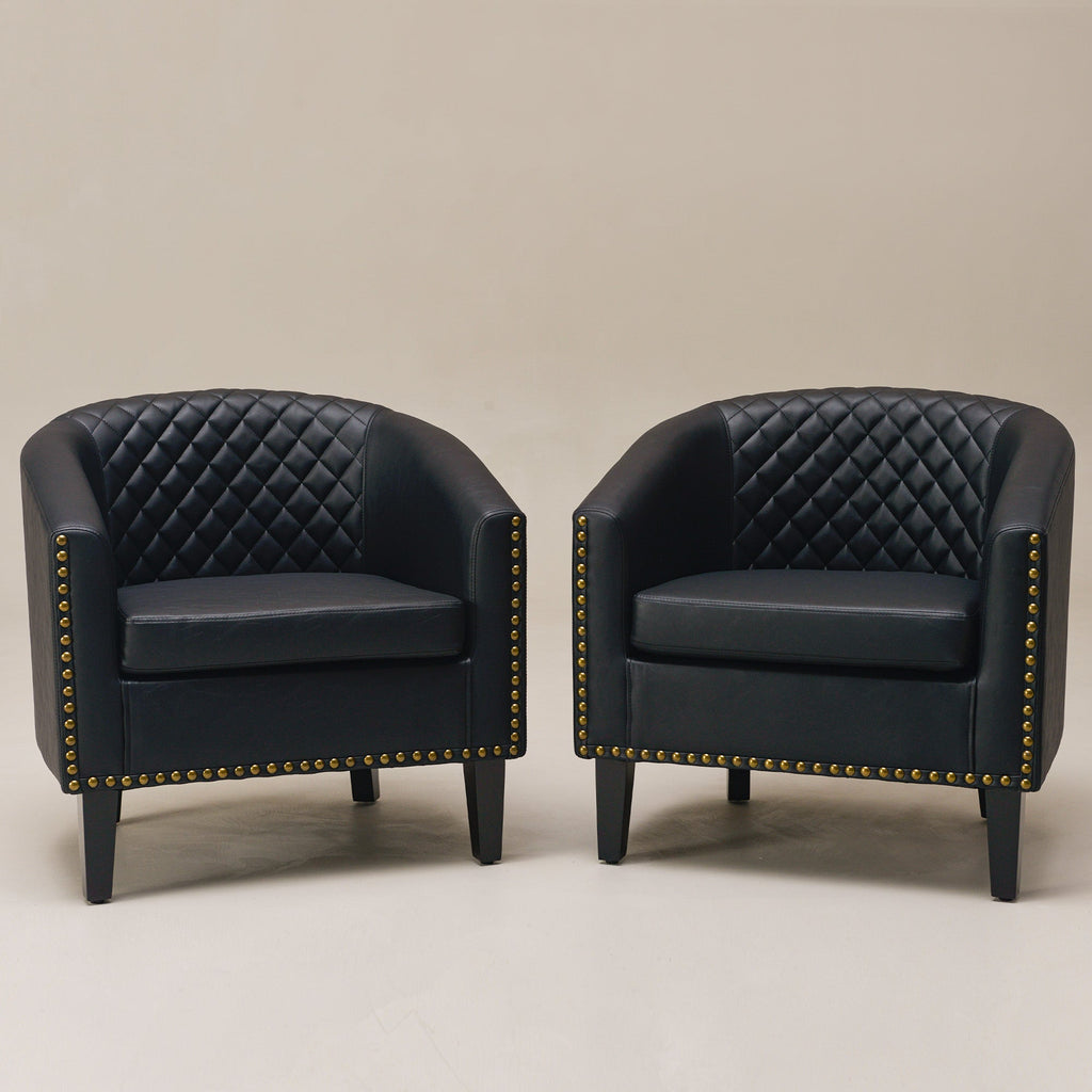 Logan Faux Leather Tufted Club Chair