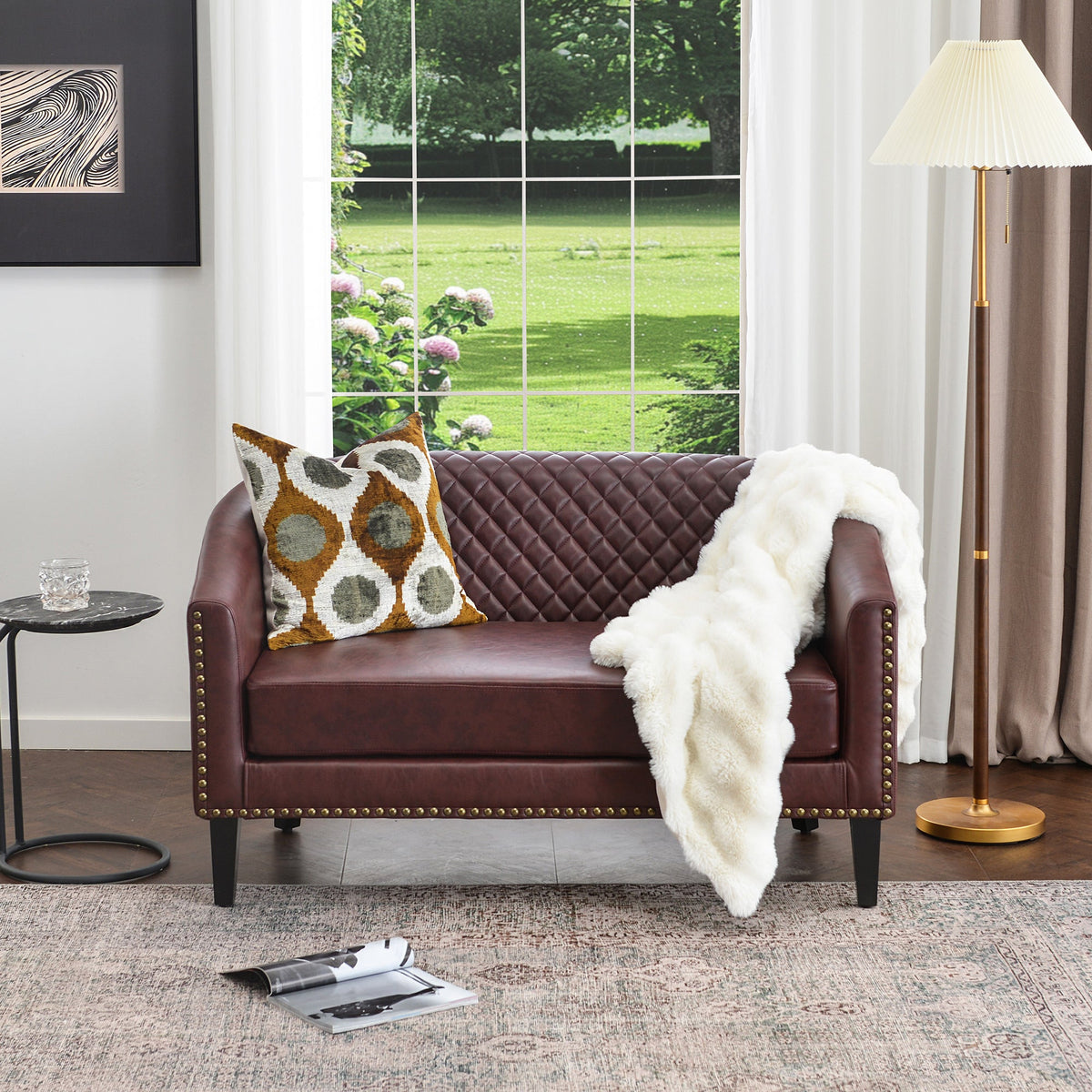 Logan Faux Leather Tufted Loveseat