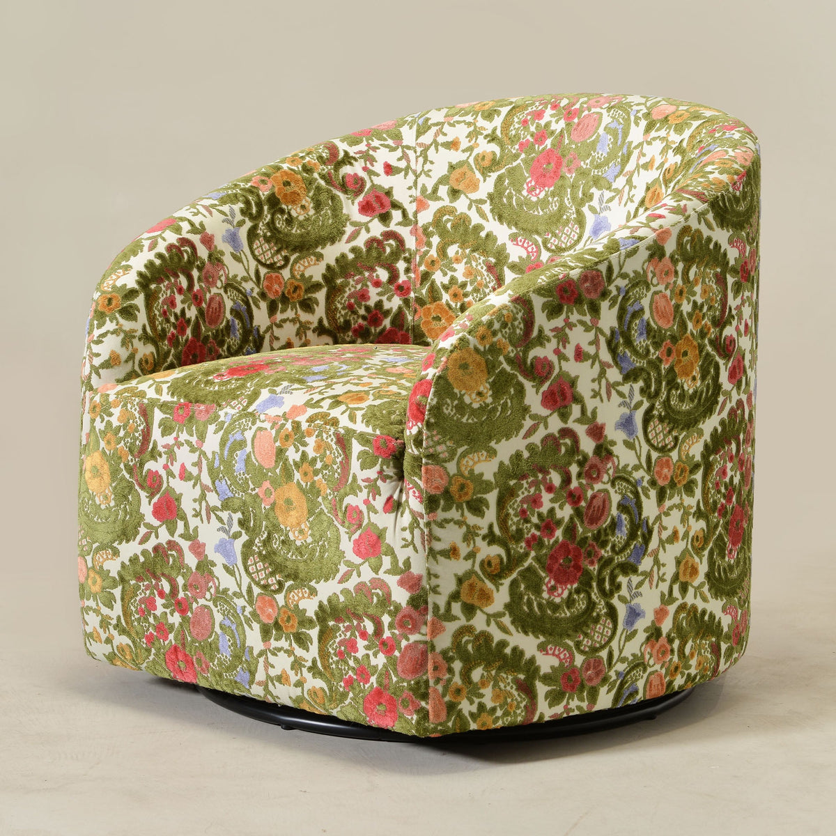 Teratect Exclusive | Susie Botanical Jacquard Swivel Barrel Chair