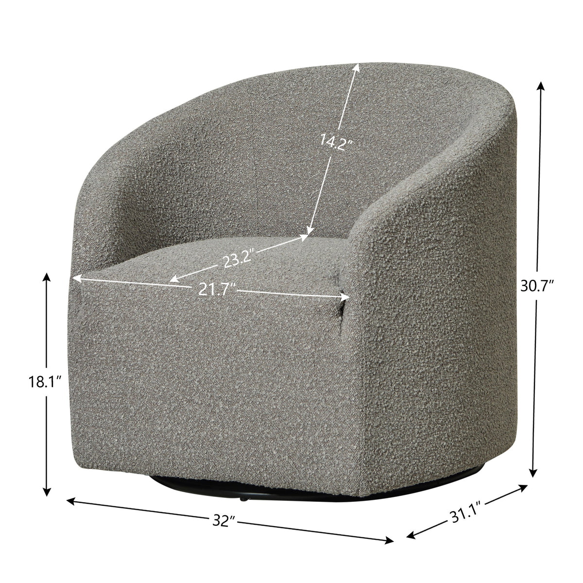 Susie Premium Bouclé Swivel Barrel Chair