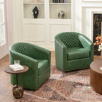 Logan Faux Leather Tufted Swivel Club Chair