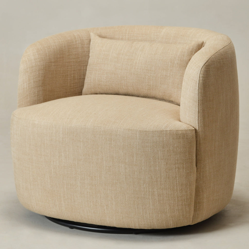 Ashlie Linen Swivel Barrel Chair