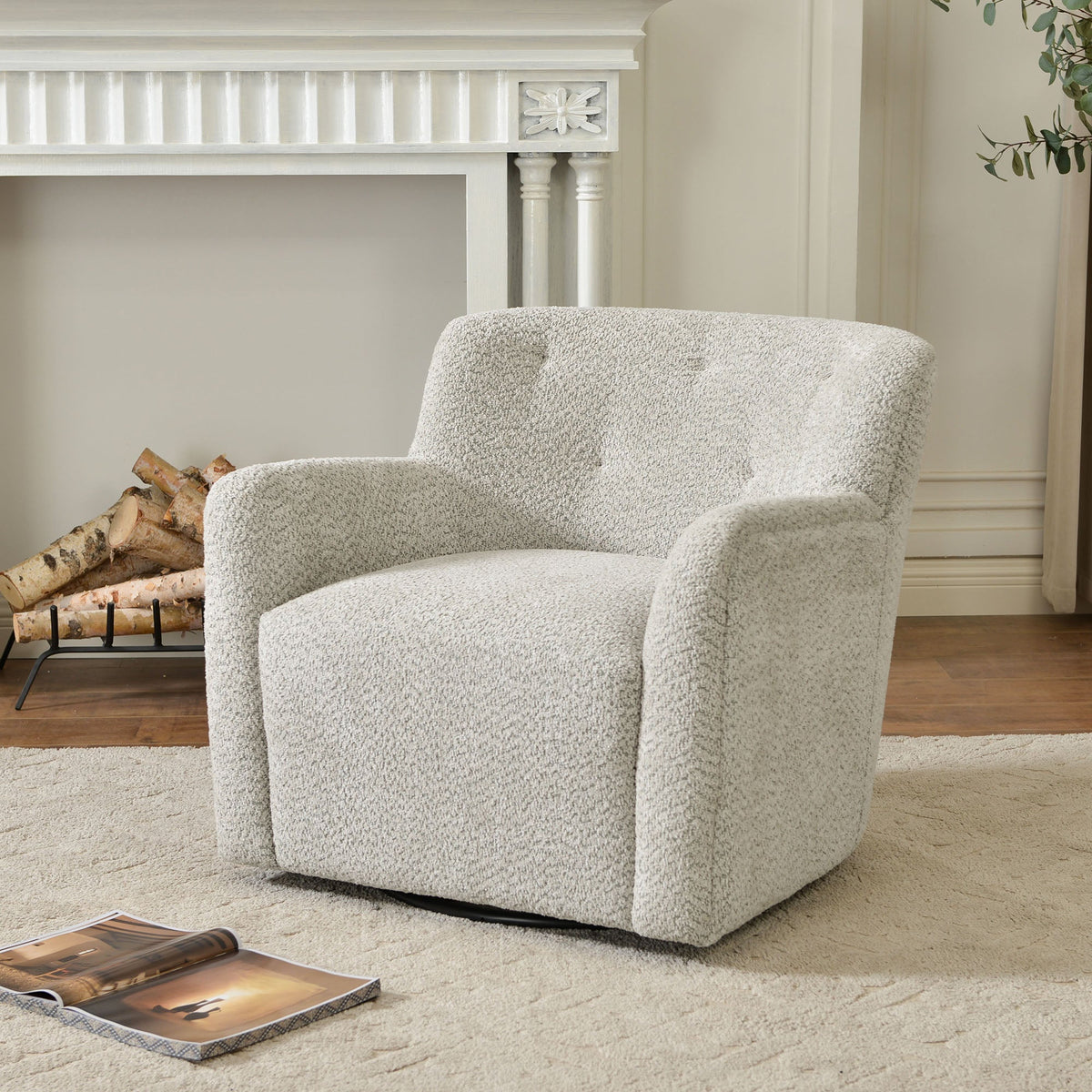 Vestie Chenille Swivel Barrel Chair
