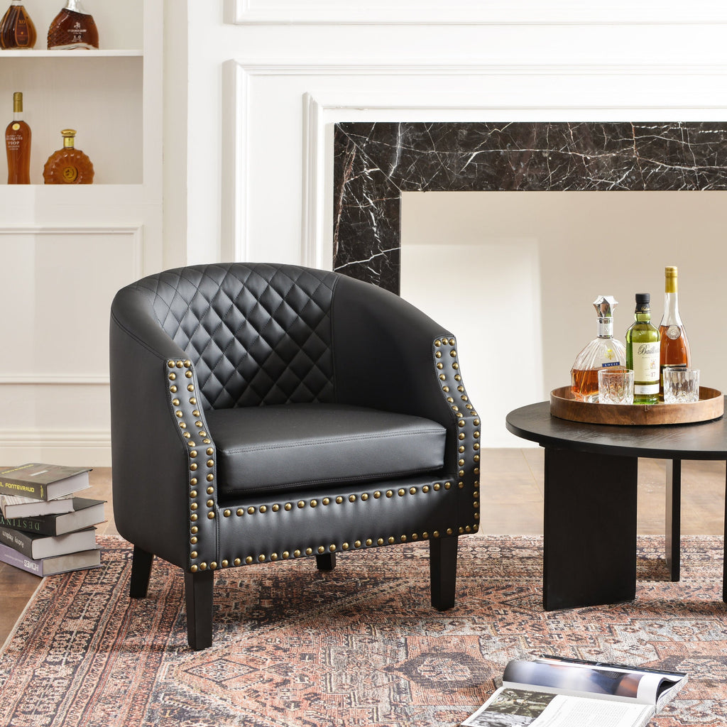 Louis Faux Leather Tufted Club Chair