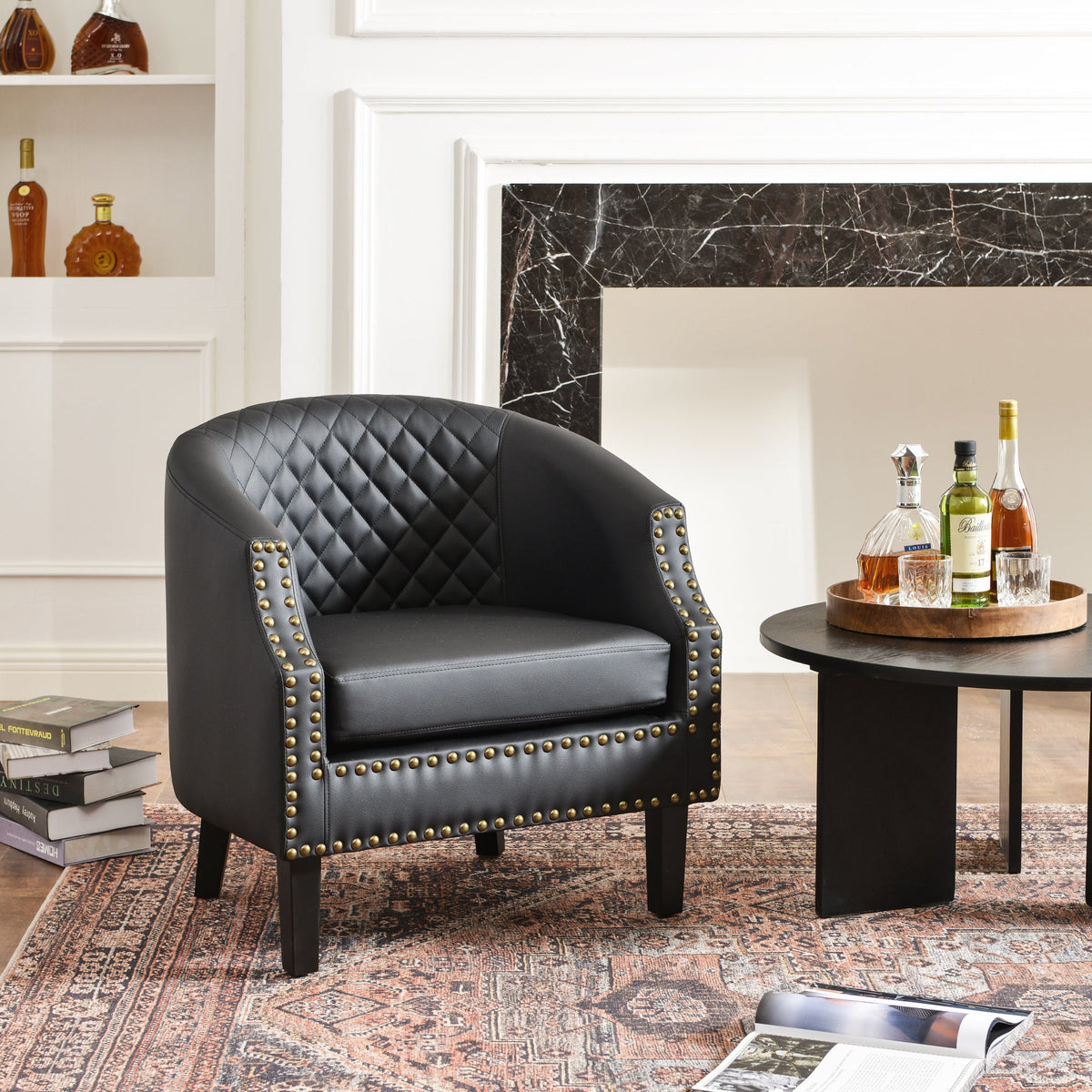 Louis Faux Leather Tufted Club Chair