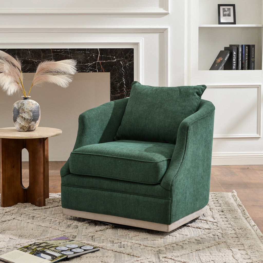 Minerva Linen Swivel Barrel Chair
