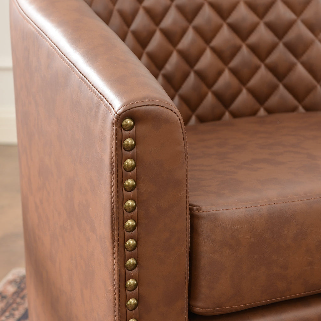 Logan Faux Leather Tufted Swivel Club Chair